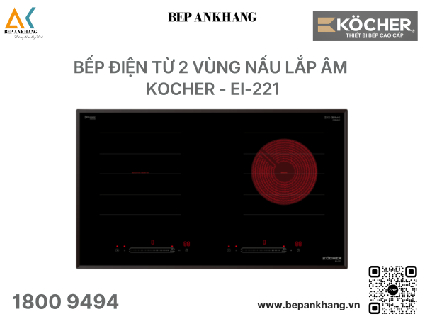  Bếp điện từ 2 vùng nấu Kocher EI-221 - Nhập Khẩu Malaysia